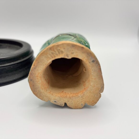 Vintage Chinese Mud Man Scholar Green Robe Standing with decorative Base 6.5" - Picture 8 of 10